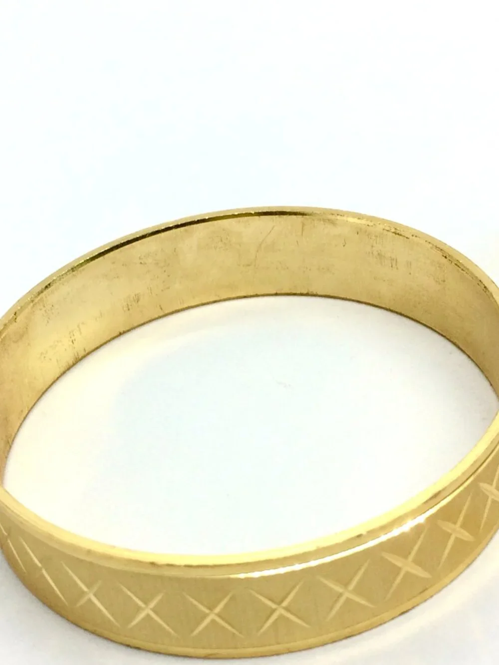 VINTAGE W GERMANY Bangle Gold Tone Matte Textured X Cross Wide Bracelet